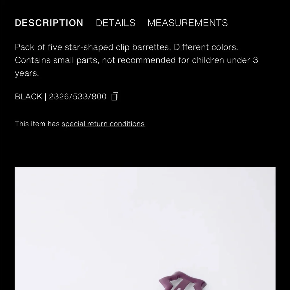 Zara kids, pack of  five star barrettes